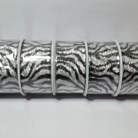 Black Silver Ribbon Wired Animal Print - Picture 1 of 3